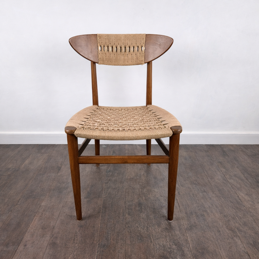 Chaise en teck et corde par Hans. J. Wegner, Danemark, 1950
