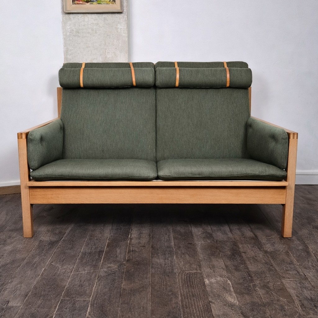 Canapé en chêne et laine modèle 2252 Børge Mogensen, Danemark, 1970 – vue générale – en chêne, cuir – Danemark, années 1970 – Atelier 56
