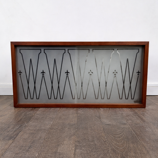 Petite armoire murale vitrée en teck à tiroirs, Danemark, 1960 – vue de face – en teck, verre – Danemark, années 1960 – Atelier 56