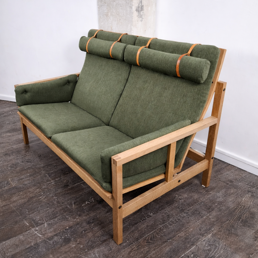 Canapé en chêne et laine modèle 2252 Børge Mogensen, Danemark, 1970 – vue de dessus – en chêne, cuir – Danemark, années 1970 – Atelier 56